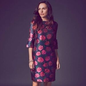 Janie and Jack Navy Bell Sleeve Womens Dress with Pink Floral Design Size 4